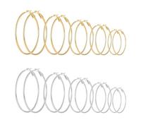 GTYHH 10 Pares De Aretes Grandes De Aro De Acero Inoxidable, Livianos Y Antialérgicos, Simples Y Versátiles, Aretes De Trabajo Diario, Regalos De Joyería Navideña.