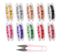GTYHH 10 Piezas De Alambre De Cobre Y 1 Pieza De Tijeras, Materiales Hechos A Mano De Bricolaje, Alambre De Perlas, Accesorios De Joyería, Producción De Joyas.