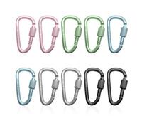 GTYHH 10 Piezas De Hebilla De Liberación Rápida De Montañismo con Cerradura, Cerradura Tipo D, Hebilla De Liberación Rápida De Gancho Tipo D, Hebilla De Tuerca No. 6, Llavero para Exteriores, Etc.