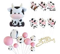 GTYHH 10 Piezas De Inserciones De Bolas, 1 Pieza De Inserción De Vaca Y 12 Piezas De Inserciones Pequeñas, Decoraciones Creativas para Pasteles, Suministros para Fiestas De Cumpleaños