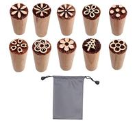 GTYHH 10 Sellos De Madera Y 1 Bolsa De Almacenamiento, Sellos Grabados, Sellos De Arcilla, Sellos Lindos, Sellos para Scrapbooking