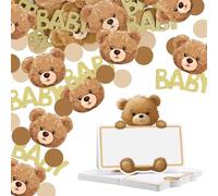 GTYHH 100 Confeti De Oso Bebé, 20 Tarjetas De Asiento De Oso, Confeti para Decoración De Mesa, Tarjetas Plegables para Mesa De Comedor, Decoración para Fiesta De Bautizo De Bebé.