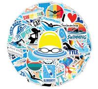 GTYHH 100 Pegatinas con Tema De Natación, Impermeables, Personalizadas, Para Patinetas, Bicicletas Y Botellas De Agua