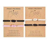 GTYHH 2 Juegos De Pulseras De Pareja con Nudos Concéntricos, Diseño De Cuerda Trenzada, Hebilla De Cordón Ajustable, Regalo De San Valentín (Polvo Negro, Blanco Y Negro).