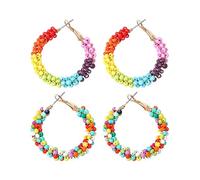 GTYHH 2 Pares De Aretes Envolventes con Cuentas De Arroz, Tejidos A Mano, Estilo Bohemio, Exquisitos Y Compactos, Textura Sinuosa, Aretes Frescos.