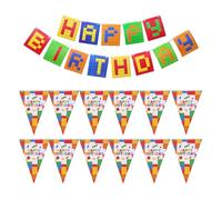 GTYHH 2 Piezas De Coloridos Bloques De Construcción Tiran Banderas, Banderas De Votación De Dibujos Animados, Letras De Banderas De Cumpleaños, Decoraciones De Fiestas para Niños.