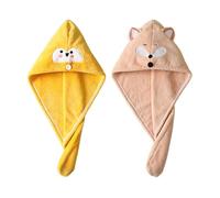 GTYHH 2 piezas de gorros secos para el pelo de dibujos animados, gorros secos absorbentes para el cabello, accesorios de baño, champú y toallas secas, rosa y amarillo, polar coral
