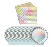 GTYHH 20 Piezas De Conchas De Papel, 24 Piezas De Tela, Caparazón De Papel En Forma De Marin, Cubiertos De Fiesta, Decoraciones De Fiesta.