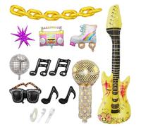 GTYHH 24 Piezas De Globos Musicales, Incluye 22 Globos De Discoteca, 1 Globo De Micrófono Y 1 Globo De Guitarra, Globo Creativo Inflable, Accesorios Para La Fiesta De Cumpleaños