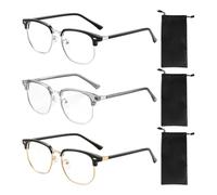 GTYHH 3 Pares De Anteojos De Moda Anti-Luz Azul Y 3 Bolsos Para Anteojos, Use Accesorios A Juego, Unisex, Adecuados Para Juegos, Oficina Y Estudio.