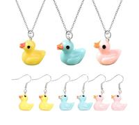 GTYHH 3 Pares De Lindos Aretes De Pato, 3 Collares con Cole De Pato, Aretes Divertidos De Animales, Collares De Personalidad Simples, Regalos Creativos para Niños.