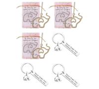 GTYHH 3 Piezas De Adornos De Elefante De Madera Y 3 Piezas De Llaveros De Elefante, con 3 Piezas De Bolsas De Embalaje Rosa, Amuletos De Amistad, Amuletos Creativos Y Lindos.