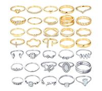 GTYHH 35 Piezas De Anillos, Elementos Espirales De Amor Cruzado, Accesorios Bohemios, Anillos Articulados De Varias Capas