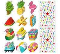 GTYHH 48 Piezas con Adornos Coles con Motivos De Playa, 2 Piezas con Pegatinas De Diamantes De Imitación, Decoraciones De Madera Y Accesorios Creativos De Decoración De Fiestas.
