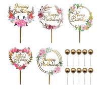 GTYHH 5 Piezas De Insertos De Tarjetas De Flores, 10 Piezas De Complementos De Bola Dorada, Insertos De Tarjetas De Verduras, Decoraciones De Postres Y Decoraciones De Fiesta.