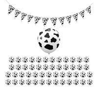 GTYHH 50 Piezas De Globos con Estampado De Vaca con Cintas Y 1 Banderín, Suministros De Decoración para Ambiente De Fiesta, Accesorios para Fiestas De Cumpleaños, Accesorios para Fotos De Eventos.