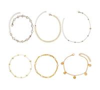 GTYHH 6 Piezas De Cadena De Pie Dorada, Cadena De Pies Boho, Footkettchen De Perlas De Playa, Cadena De Pie De Múltiples Capas Simple, Accesorios De Moda para Niñas.