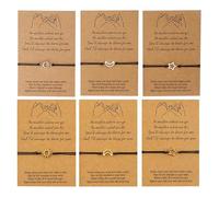 GTYHH 6 Piezas Pulseras De Sol, Luna Y Estrellas con Tarjetas, Pulseras Sencillas, Pulseras De La Amistad, Pulseras De Moda Y Creativas, Pulseras De Cuerda Trenzada Ajustables