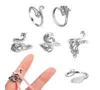 GTYHH Anillo De 6 Piezas, Gancho, Anillo De Ganchillo, Accesorios para Tejer, Gancho Y Lazo para Los Dedos, Anillo De Punto Ajustable, Protector De Dedo De Punto, Guía De Ganchillo