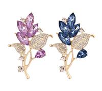 GTYHH Broches De Flores De Diamantes De Imitación De 4 Piezas, Broches De Traje, Modernos Y Elees, Accesorios De Decoración De Ropa, Regalos Creativos (Azul, Morado).