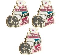 GTYHH Broches De Metal De 3 Piezas, Broches De Libros De Gatos, Broches Lindos Creativos, Alfileres De Moda para Mujeres, Regalos De Lectura Interesantes