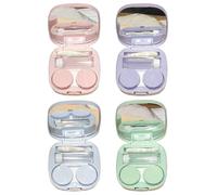 GTYHH Caja De Almacenamiento para Lentes De Contacto De 4 Piezas, Pequeña Y Portátil con Espejo Incorporado, Caja De Almacenamiento Portátil Y Compacta, Morado.