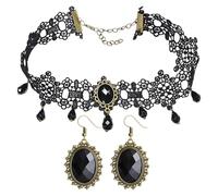 GTYHH Collar De 1 Pieza Y 1 Par De Aretes, Collar De Encaje Punk, Joyería Retro Gótica, Aretes Góticos, Adecuados para Uso Diario, Eventos De Fiesta, Cosplay.