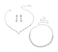 GTYHH Collar De Diamantes De Imitación De Plata De 1 Pieza con Cintura Delgada, Collar De Circón De 1 Pieza Y 1 Par De Aretes, Cinturón De Vestir De Moda, Joyas Brillantes para Mujer.