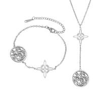 GTYHH Collar De Pulsera De Triple Protección De 2 Piezas, Collar con Cole De Cuarteto De Nudo De Bruja, Amuleto De Energía Positiva, Regalo De Meditación Reiki.