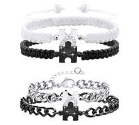 GTYHH Juego De 2 Pares De Pulseras De Pareja, Pulseras De Pareja De Moda, Pulseras De Rompecabezas De Pareja, Pulseras De Pareja De Rompecabezas, Pulseras De Amor De Larga Distancia