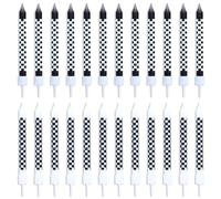 GTYHH Juego De 24 Velas A Cuadros, Velas A Cuadros En Blanco Y Negro, Bengalas para Pasteles, Velas para Pasteles De Cumpleaños, Decoraciones para Pasteles De Cumpleaños