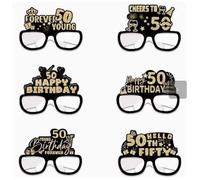 GTYHH Juego De 6 Piezas De Gafas De 50 Cumpleaños, 1 Pieza De Gafas Digitales Negras, 1 Pieza De Diadema De Diamantes Parpadeantes, Decoración De Fiesta De Cumpleaños.