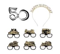 GTYHH Juego De 6 Piezas De Gafas De 50 Cumpleaños, 1 Pieza De Gafas Digitales Negras, 1 Pieza De Diadema De Diamantes Parpadeantes, Decoración De Fiesta De Cumpleaños.