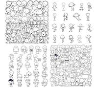 GTYHH Pegatinas De Grafiti De 122 Líneas, Decoración Personalizada Simple En Blanco Y Negro, Pegatinas De Equipaje Artísticas para Diario con Cuenta De Mano