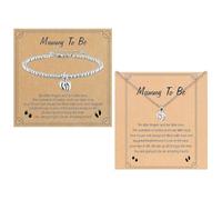 GTYHH Pulsera con Cole De Huella De 1 Pieza Y Collar De 1 Pieza, Pulsera De Perlas Creativa, Recuerdo para Mujeres Embarazadas, Joyería De Acero Inoxidable.