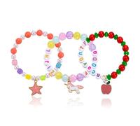 GTYHH Pulsera De Perlas De 3 Letras, Pulsera con Cole De Estrella De Mar De Manzana Y Caballo Arcoíris, Joyería Moderna Y Versátil, Un Regalo para Su Familia.