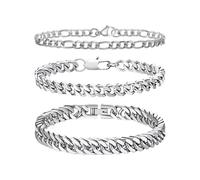 GTYHH Se Pueden Apilar 3 Piezas De Pulseras Cubanas, Textura Simple, Pulseras para Hombres, Ropa Y Accesorios Diarios, Regalos para El Día De San Valentín.