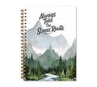 GTYNU Cuaderno de espiral de montaña y naturaleza, regalos de aventura para mujeres, regalos para amantes de los campamentos, diario estético Always Take The Scenic Route para el trabajo, la escuela