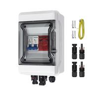 GTYORUS Caja de Conexiones Solar Fotovoltaica, IP65 Fotovoltaica DC Protección Contra Sobretensiones, Interruptor Automático Fotovoltaico 1 Cadena DC 500V con Enchufe Solar(1 en 1 fuera, 25A)