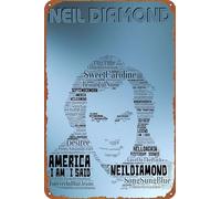 GTZAOB Living Legends Music Neil Diamond - Cartel de metal para decoración de pared, 30,5 x 20,3 cm
