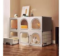 Gtzly Casa para Gatos con Caja de Arena for Interiores, Parque Infantil for Gatos, Hogar for Mascotas, Casa for Animales PequeñOs, Lugar de Ejercicio Grande Desmontable ( Size : 106*36.5*71 cm/41.7*14
