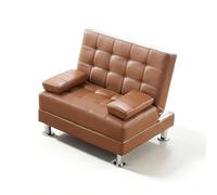 Gtzly Pequeño Sofá de Cuero, Banco de Sala de Espera para una Persona con Asiento Tipo Booth, Banqueta de Recepción en Cuero para Oficina, Banco, Hospital, Peluquería(Brown)