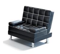 Gtzly Pequeño Sofá de Cuero, Banco de Sala de Espera para una Persona con Asiento Tipo Booth, Banqueta de Recepción en Cuero para Oficina, Banco, Hospital, Peluquería(Black)
