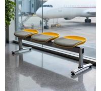 Gtzly Sedie Sala d'Attesa, Banco de Metal para Sala de Espera con Cojín, Mobiliario de Lobby & Asientos para Oficina, Banco, Hospital, Escuela y Peluquería(Yellow,150 * 51 * 49cm/59 * 20 * 19in)