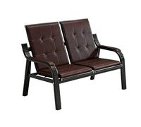 Gtzly Waiting Room Chair with Armrest, PU Leather Office Guest Seating Lobby Reception Chairs for Airport Clinic Hospital Bank Salon Barber(Brown,119x75x87cm/47x29.5x34in)