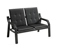 Gtzly Waiting Room Chair with Armrest, PU Leather Office Guest Seating Lobby Reception Chairs for Airport Clinic Hospital Bank Salon Barber(Black,119x75x87cm/47x29.5x34in)