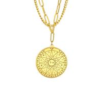 Gu Feng Adorno vintage medallón de estrella de doce puntas collar de acero inoxidable de doble pared