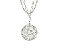 Gu Feng Adorno vintage medallón de estrella de doce puntas collar de acero inoxidable de doble pared