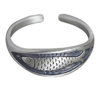Gu Feng Anillo de carpa vintage personalidad de moda pez en relieve anillo abierto anillo de dedo índice étnico femenino
