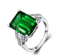 Gu Feng Anillo de circón esmeralda Anillo cuadrado de circón Joyería de piedras preciosas